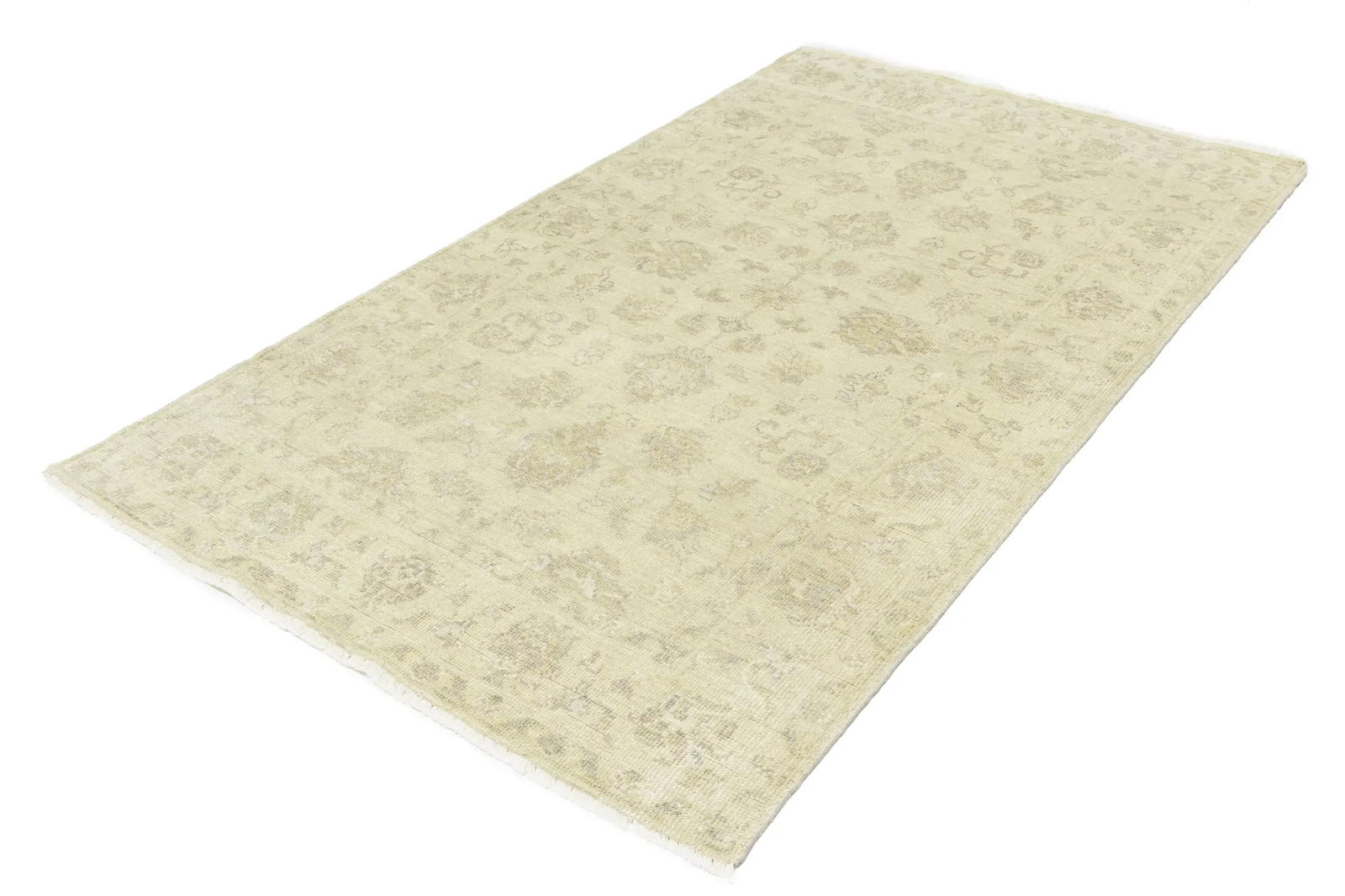 Muted Beige Floral 5X8 Transitional Oriental Rug - 5