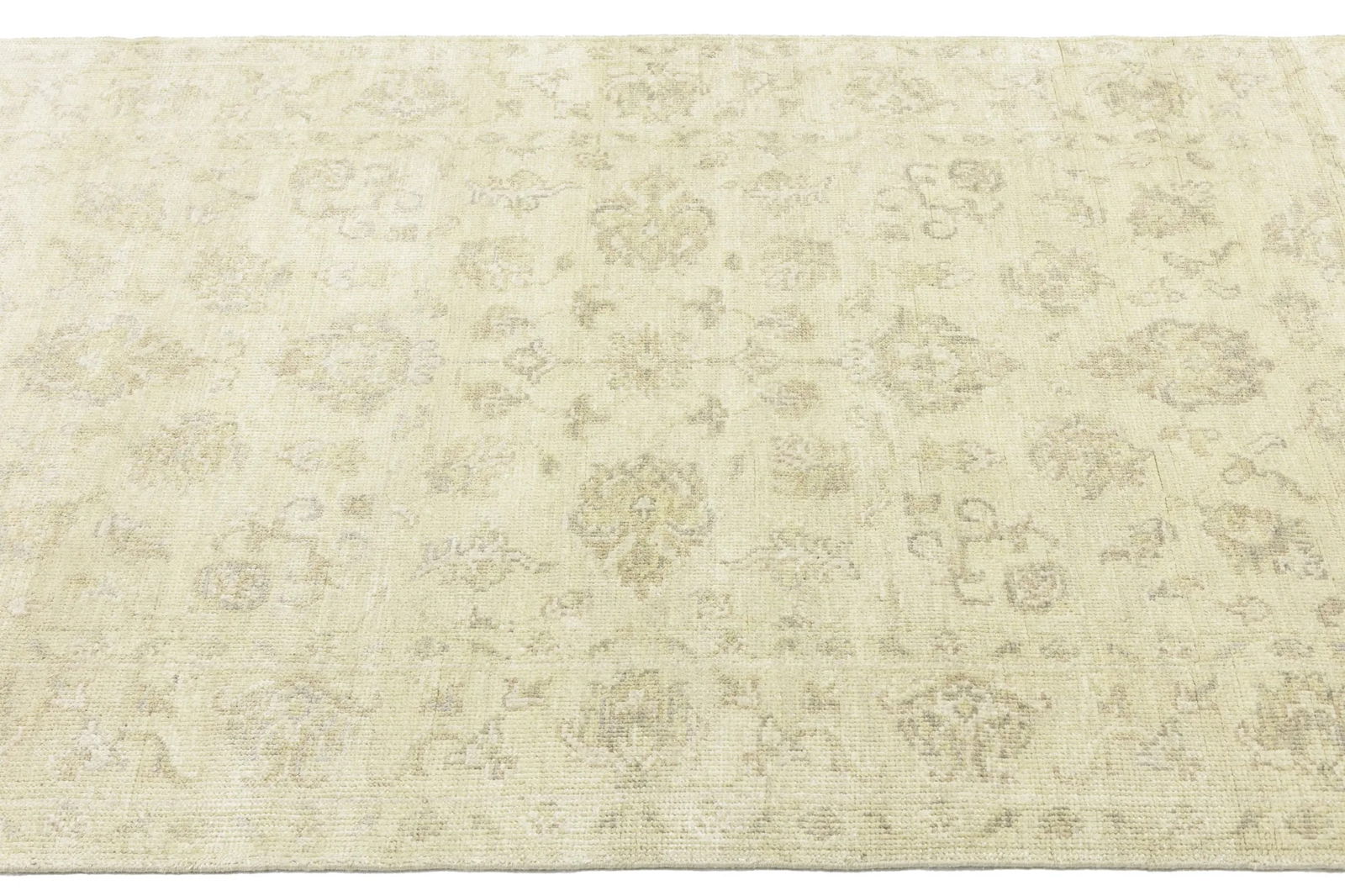 Muted Beige Floral 5X8 Transitional Oriental Rug - 7