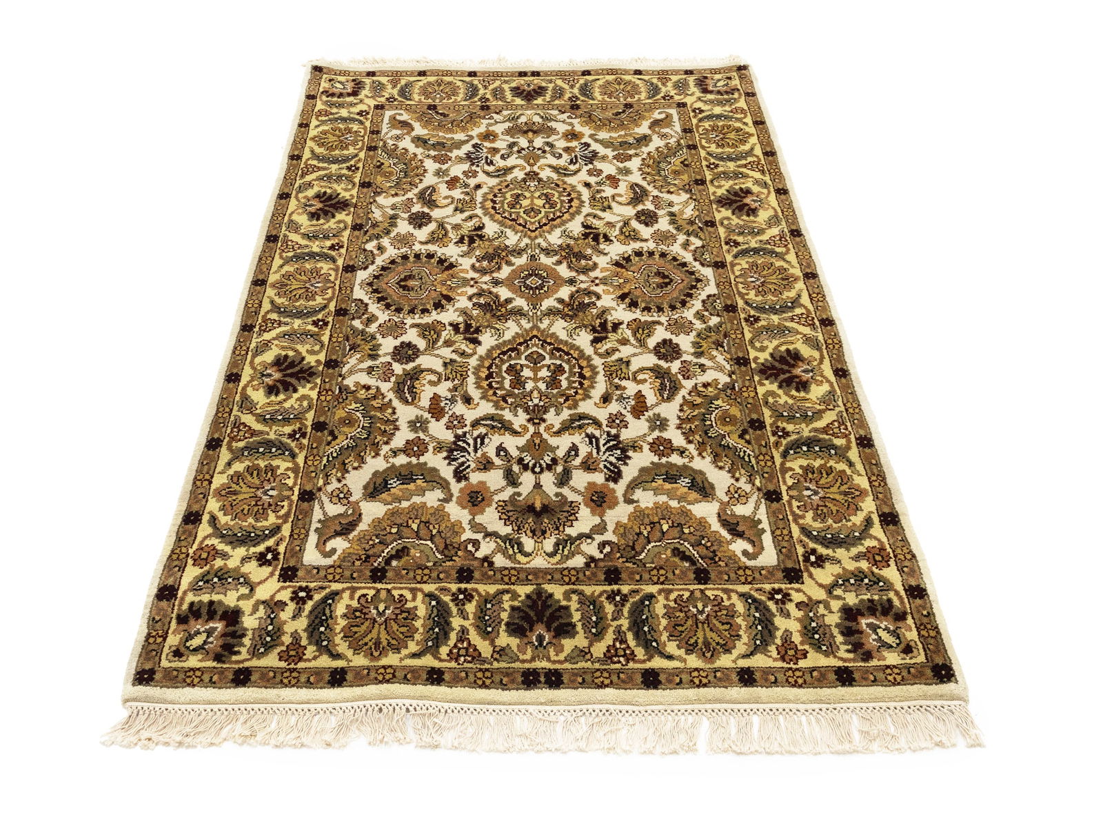 Cream Floral Classic 4X6 Agra Jaipur Oriental Rug - 2
