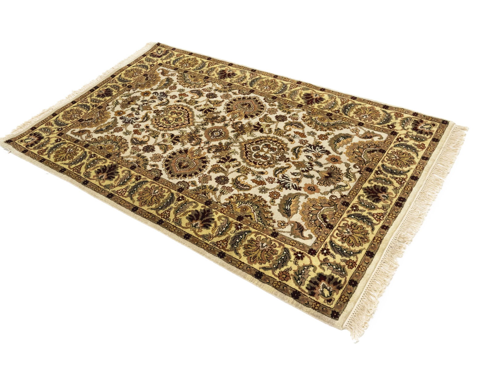 Cream Floral Classic 4X6 Agra Jaipur Oriental Rug - 3