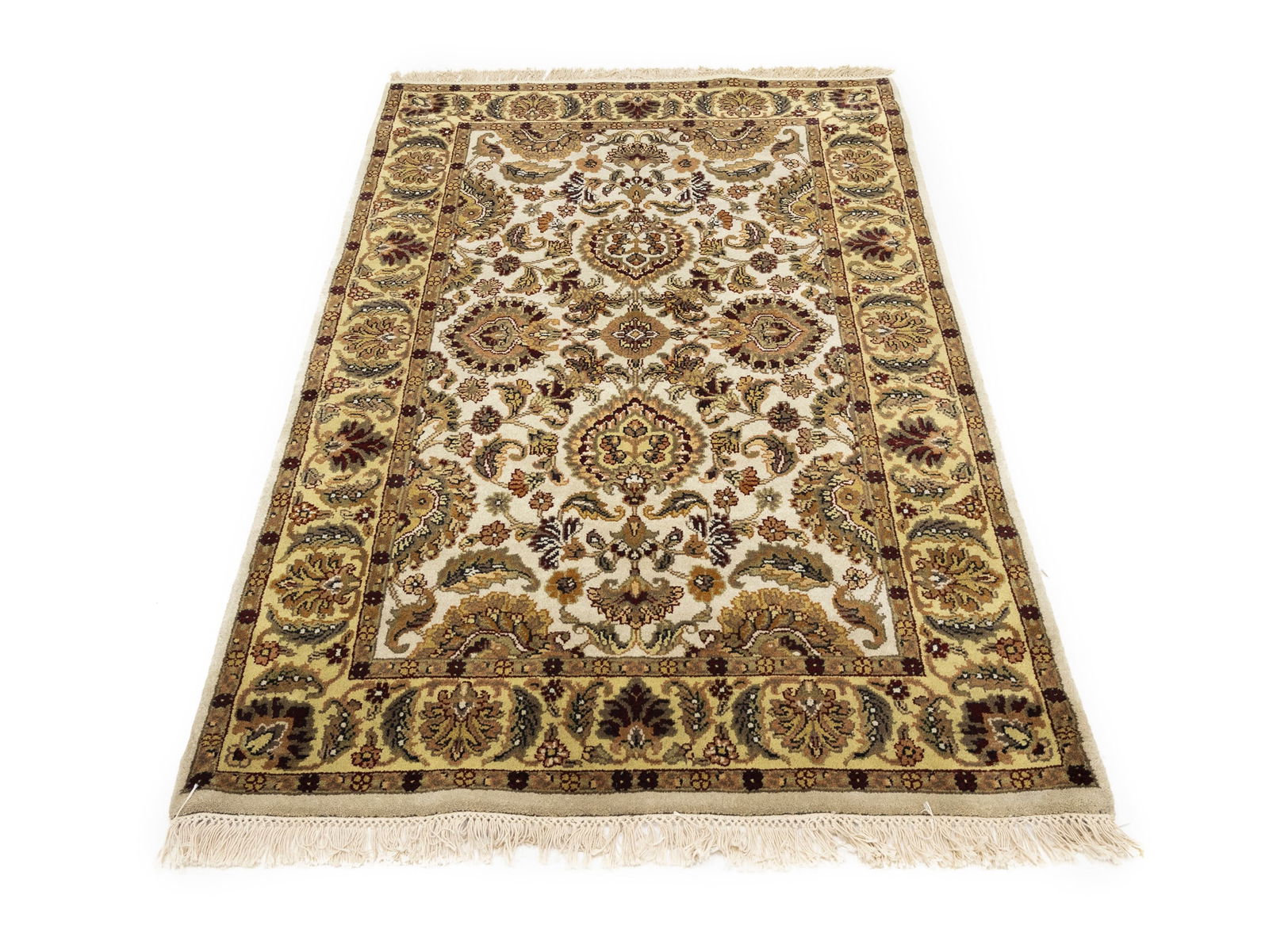 Cream Floral Classic 4X6 Agra Jaipur Oriental Rug - 5