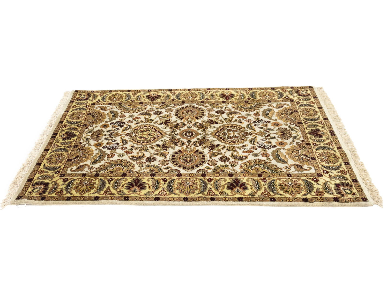 Cream Floral Classic 4X6 Agra Jaipur Oriental Rug - 6