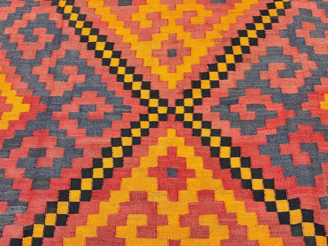 Hand-Knotted Maymana Kilim Tribal Flatweave Wool Oriental Rug 6'8" x 10'1" - 5