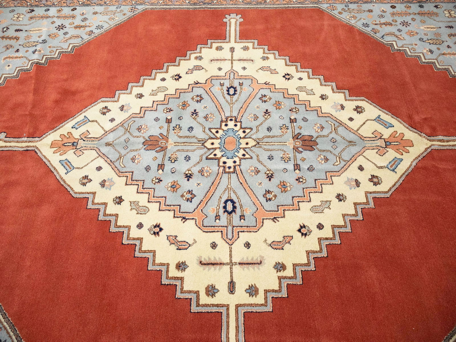 Floral Red 11X16 Indo Heriz Oriental Rug - 5