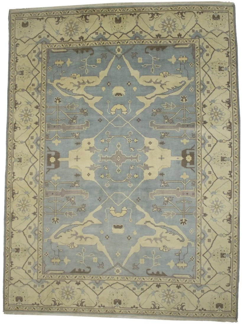Muted Gray Floral 9X12 Traditional Oushak Oriental Rug (1 of 16)