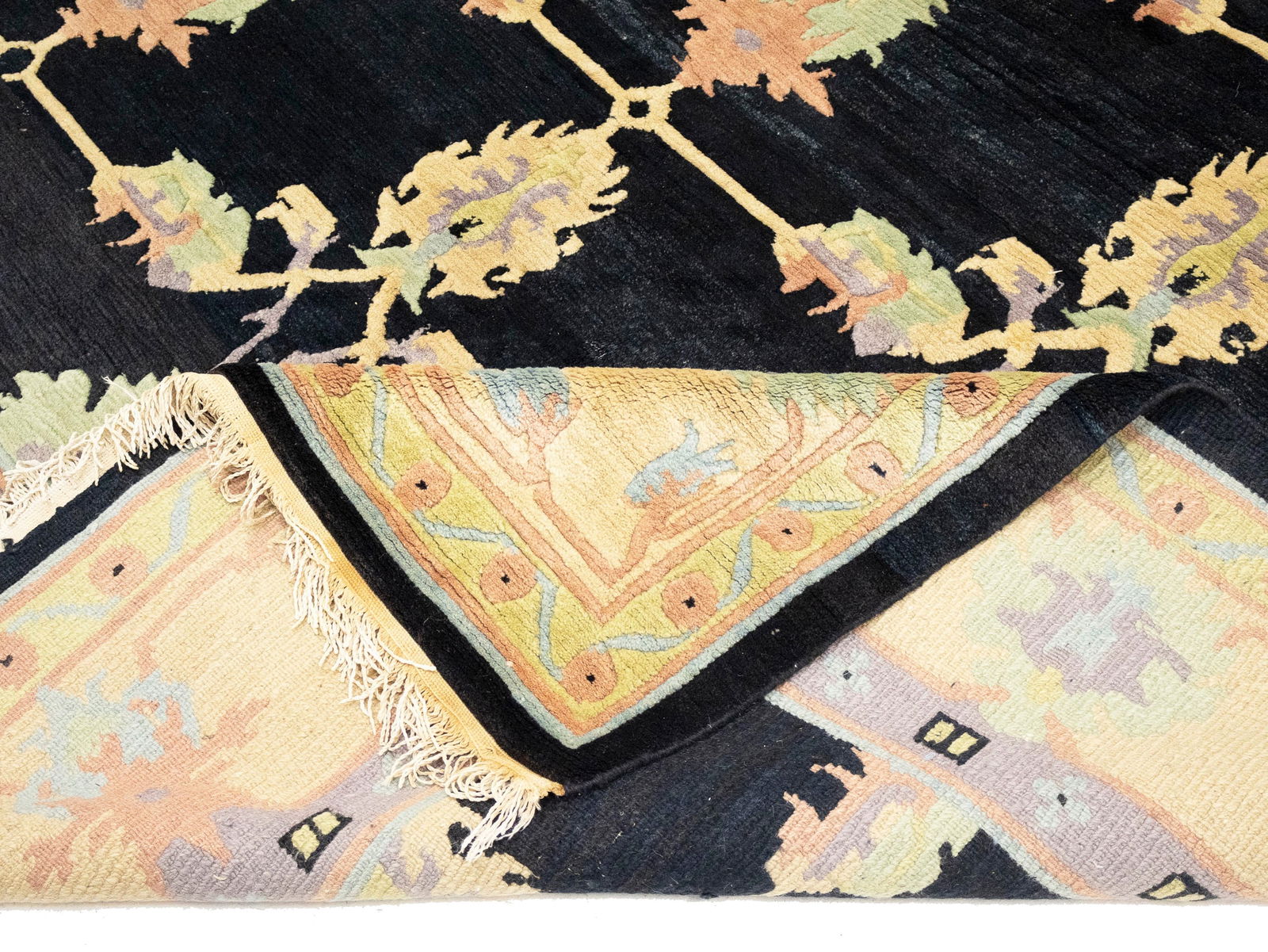 Charcoal Classic Floral 8X11 Oriental Tibetan Rug - 14