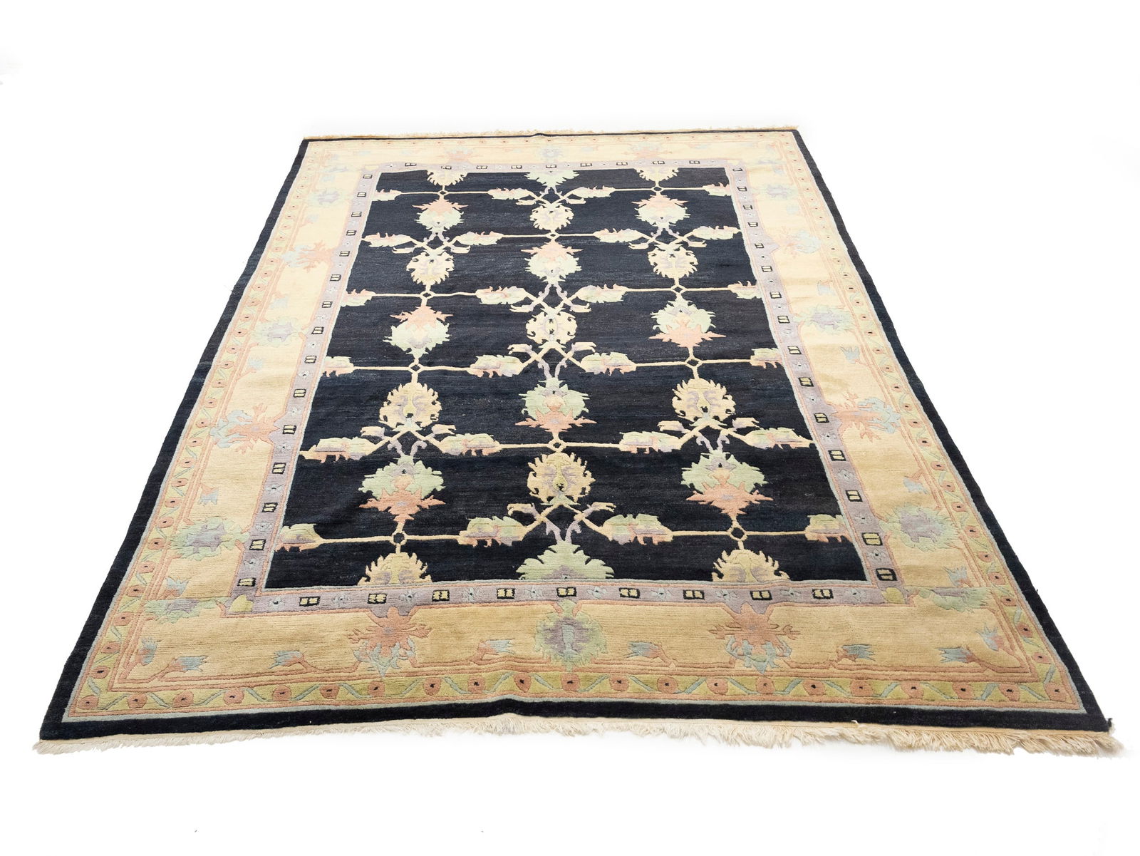 Charcoal Classic Floral 8X11 Oriental Tibetan Rug - 2
