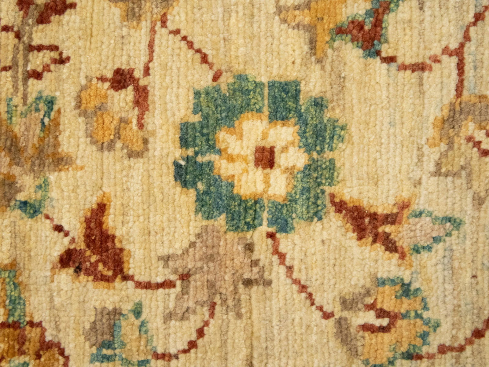 Cream Floral 3X10 Peshawar Pakistan Oriental Runner Rug - 10