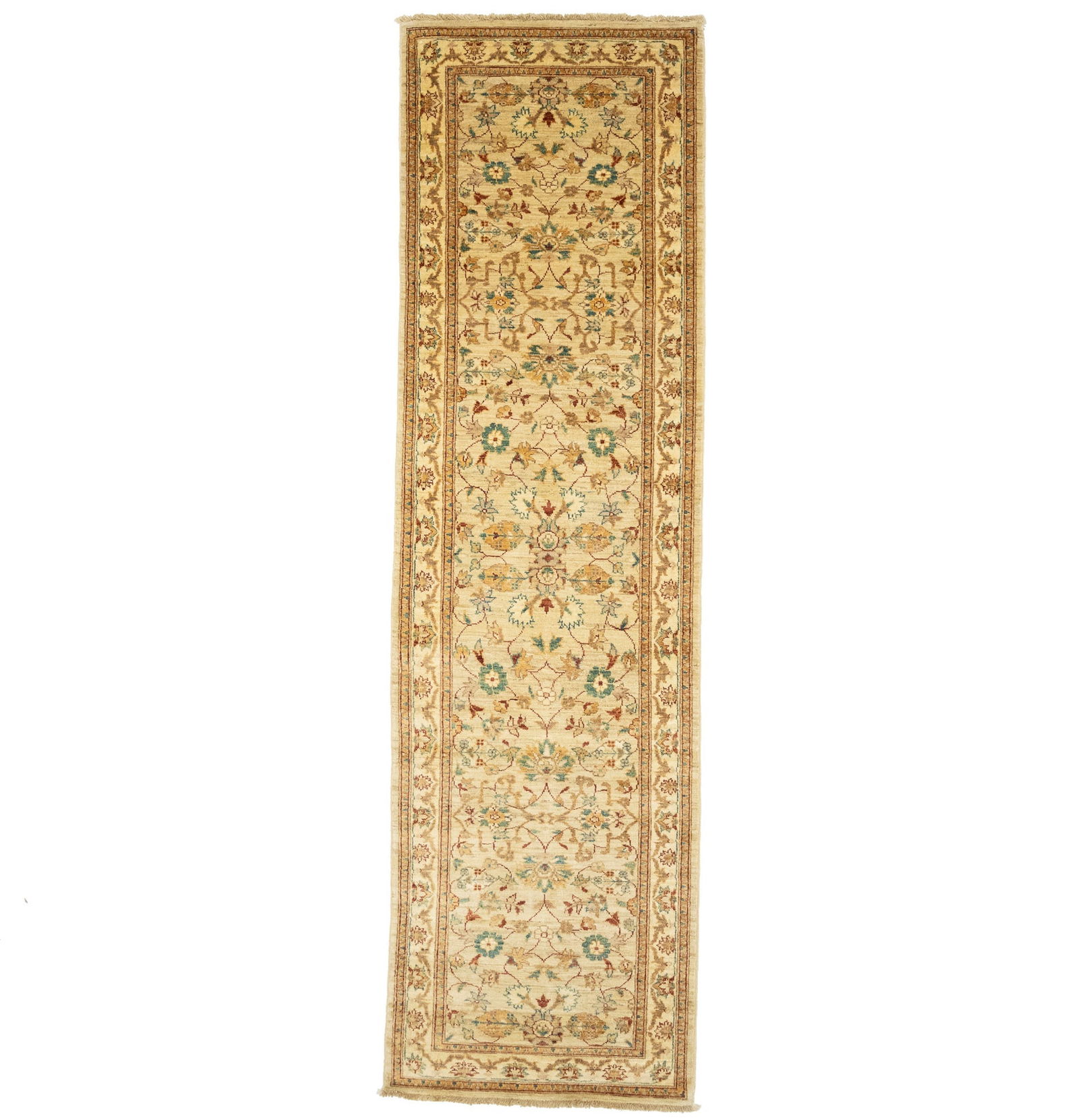 Cream Floral 3X10 Peshawar Pakistan Oriental Runner Rug