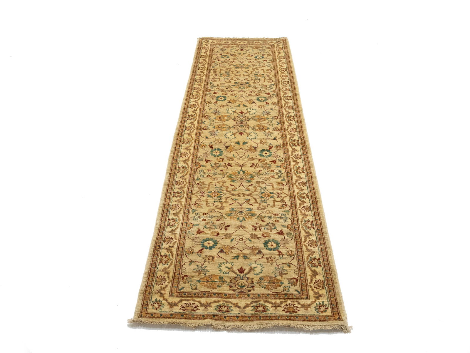Cream Floral 3X10 Peshawar Pakistan Oriental Runner Rug - 2