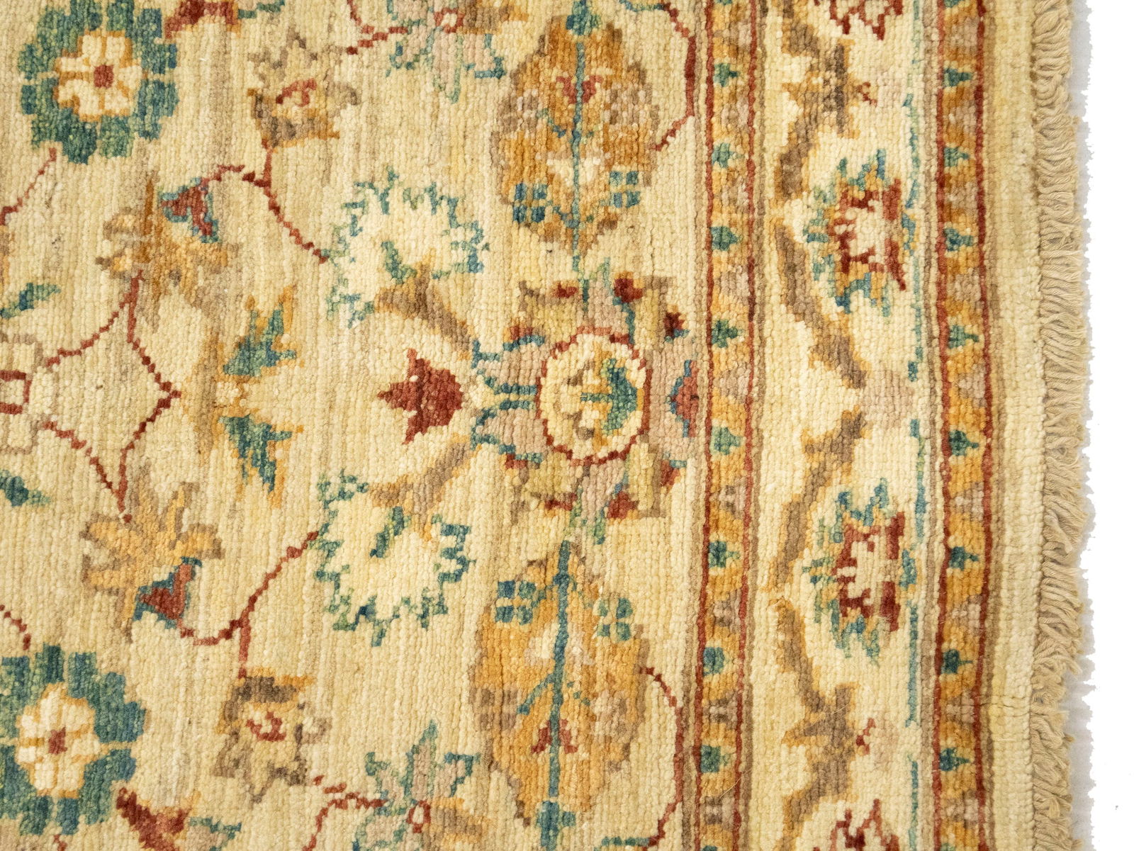 Cream Floral 3X10 Peshawar Pakistan Oriental Runner Rug - 8