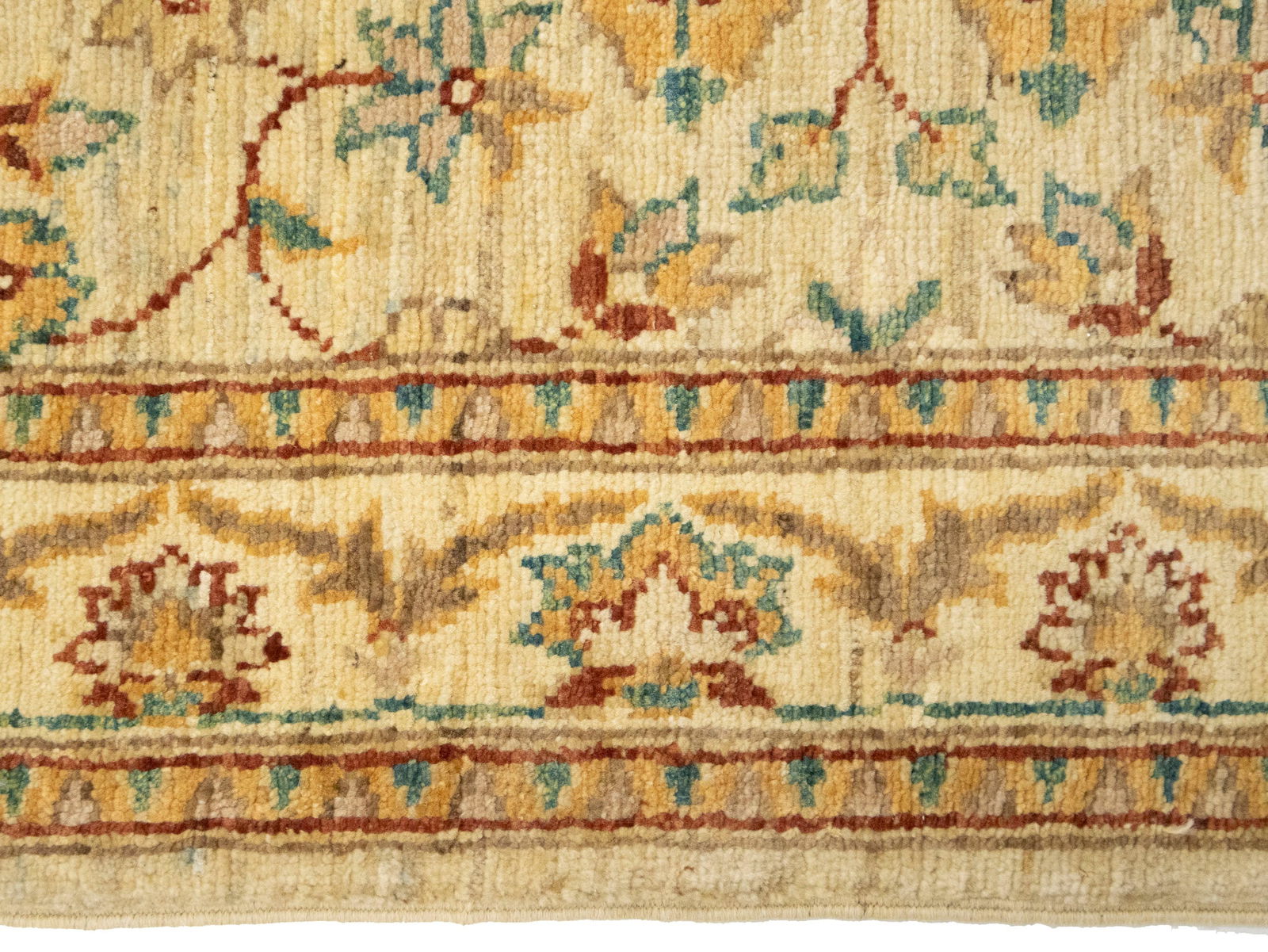 Cream Floral 3X10 Peshawar Pakistan Oriental Runner Rug - 9
