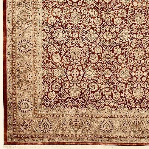 Hand Knotted Indo-Tabriz Red Wool Oriental Area Rug Carpet 8'10" x 11'10" - 6