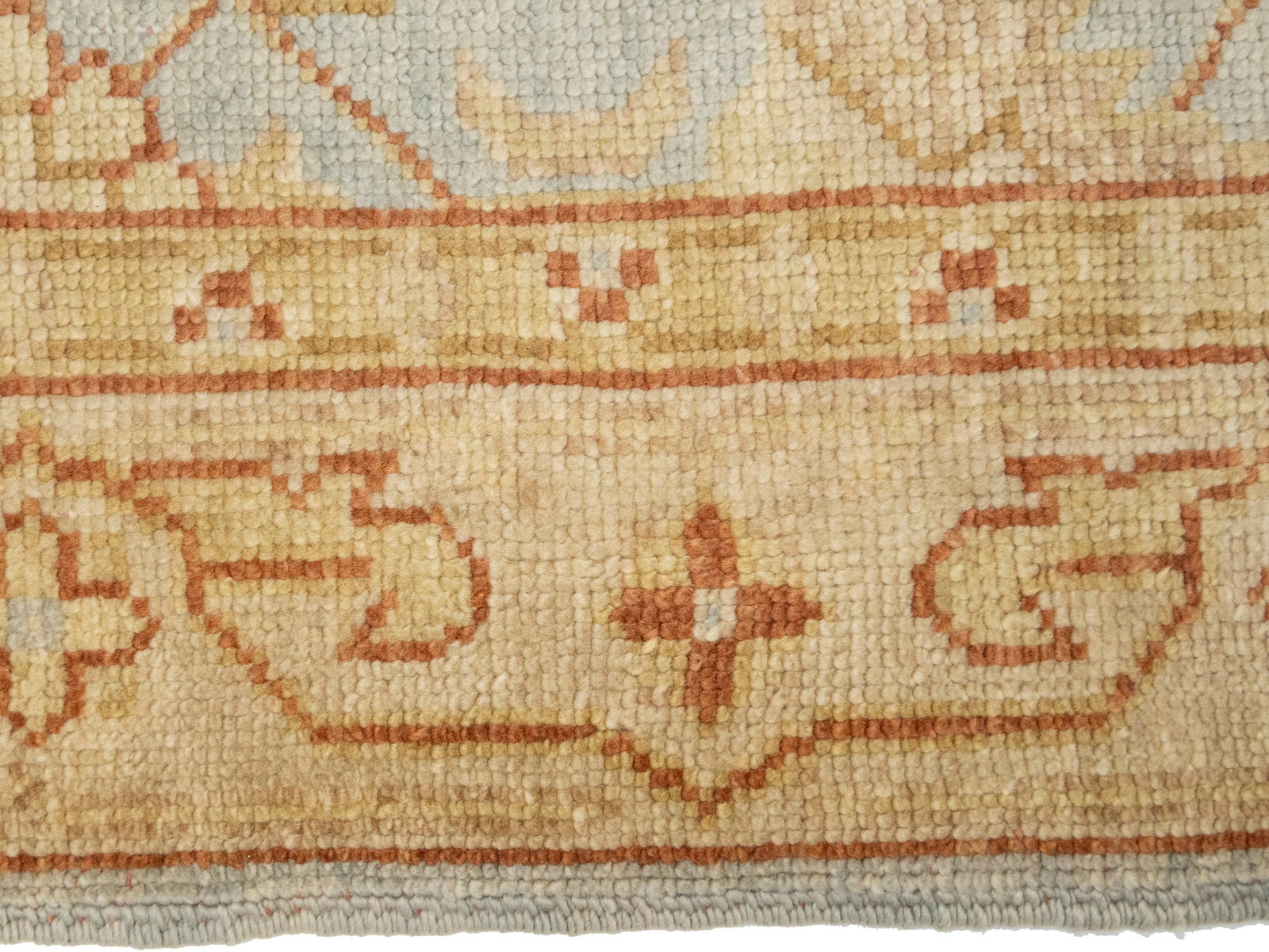 Light Blue Floral Oushak 3X12 Turkish Oriental Runner Rug - 10