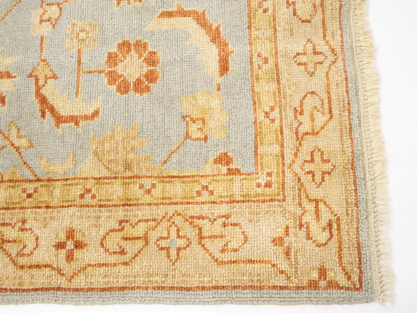 Light Blue Floral Oushak 3X12 Turkish Oriental Runner Rug - 8