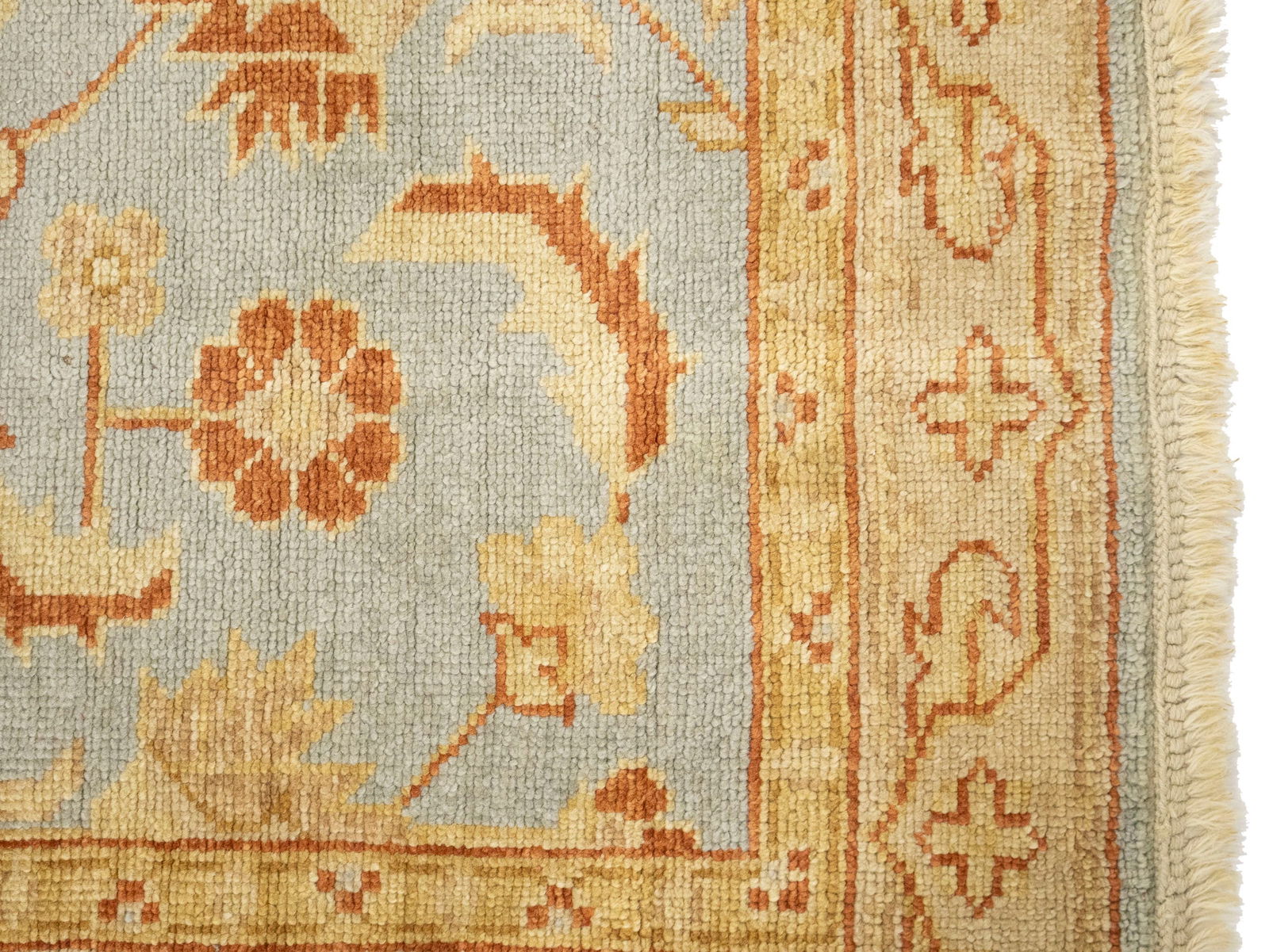 Light Blue Floral Oushak 3X12 Turkish Oriental Runner Rug - 9