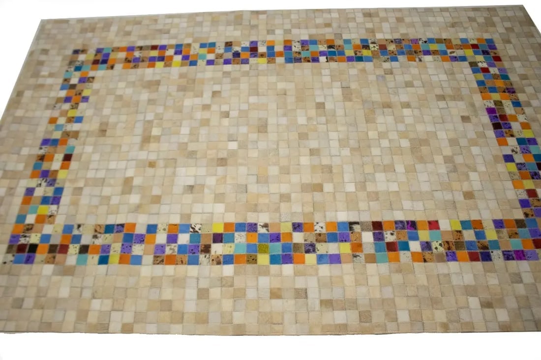 Multicolored Cowhide 5X8 Modern Leather Rug - 4