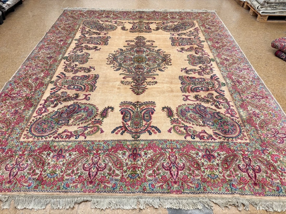 Persian Kerman Hand Knotted Semi-Antique Oriental Rug 9'9" x 12'3" - 16