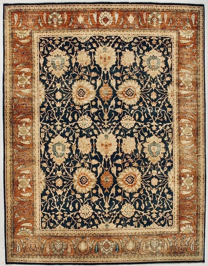 Hand Knotted Indo-Tabriz Black Oriental Area Rug Wool Carpet 12' x 18'1"