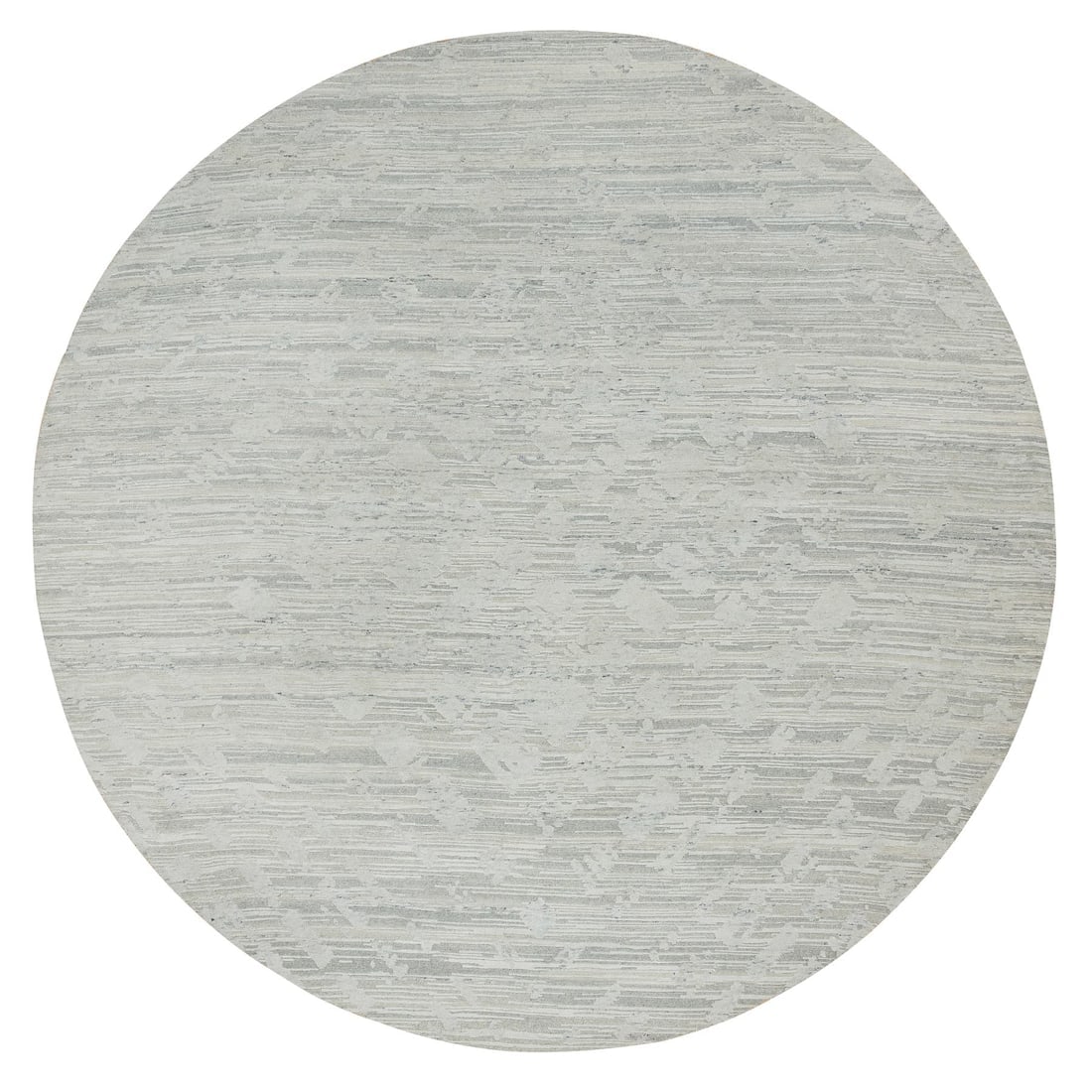 Ivory Modern Design, Undyed Natural Wool Hand Knotted Round Rug: Title: Ivory Modern Design, Undyed Natural Wool Hand Knotted Round Rug Description: This is a truly genuine one-of-a-kind. It has been Knotted for months and months in the centuries-old weaving crafts