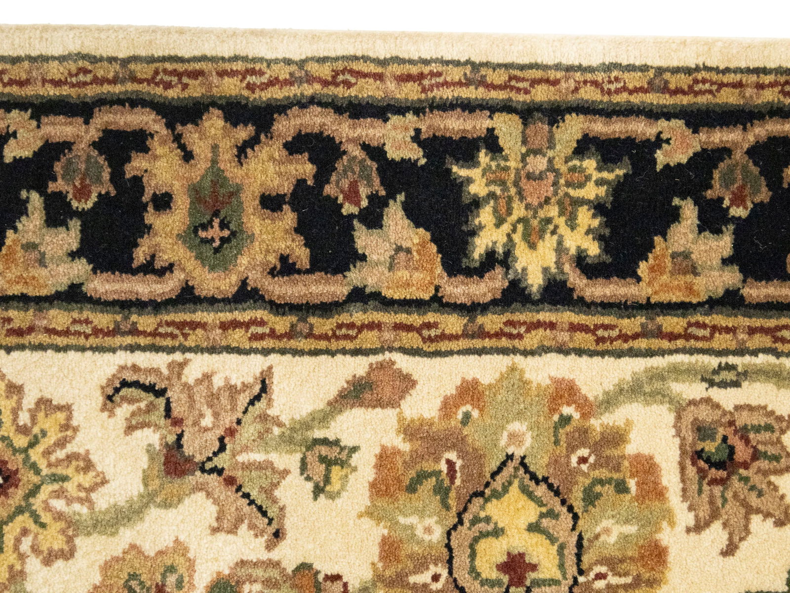 Cream Floral Classic 2'7X12 Agra Jaipur Oriental Runner Rug - 11