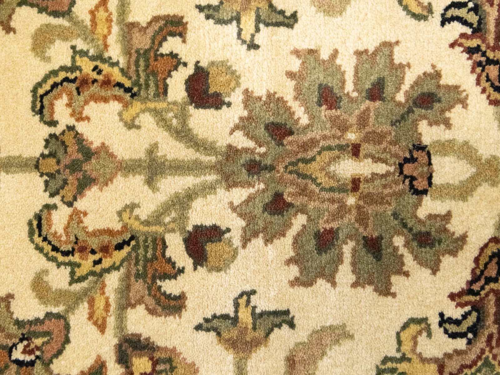 Cream Floral Classic 2'7X12 Agra Jaipur Oriental Runner Rug - 12