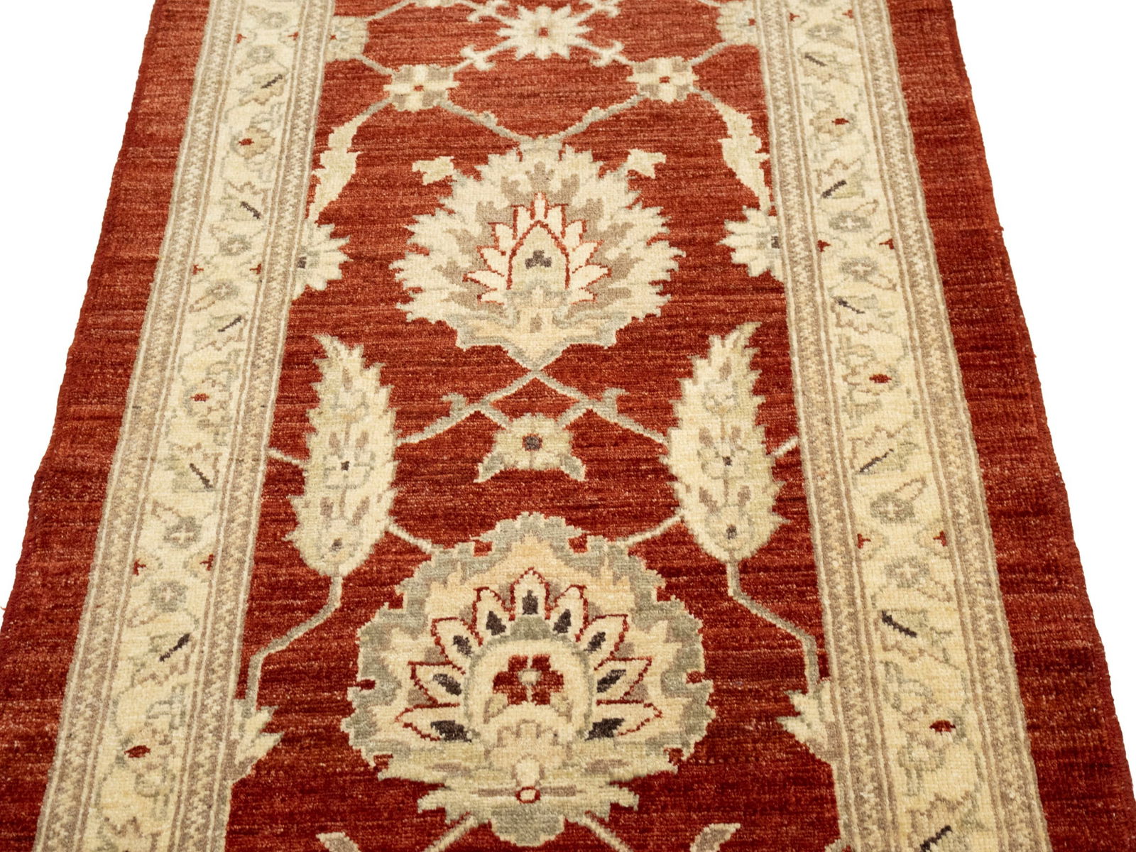 Scarlet Red Floral 3X9 Peshawar Pakistan Oriental Runner Rug - 12