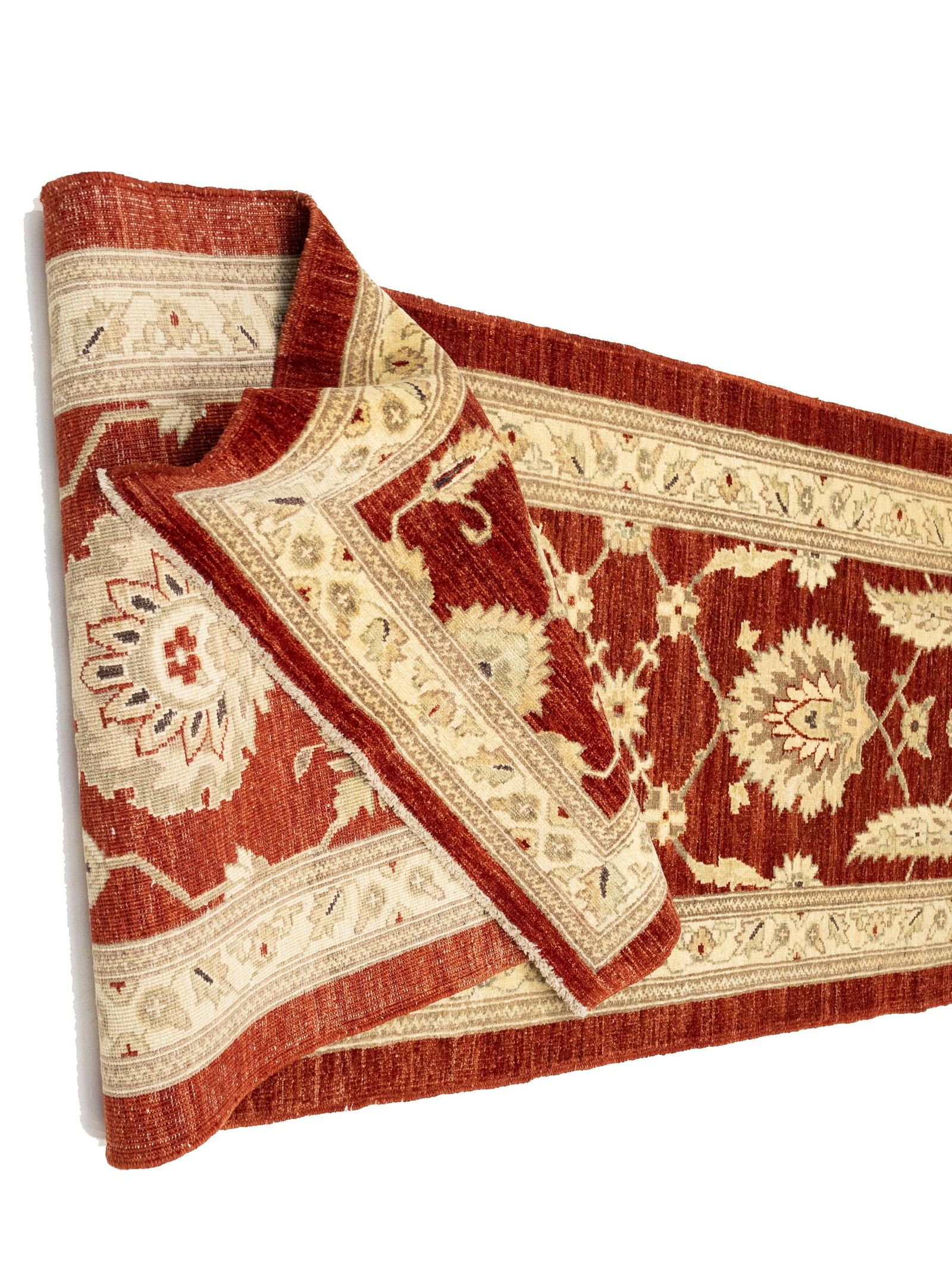 Scarlet Red Floral 3X9 Peshawar Pakistan Oriental Runner Rug - 13