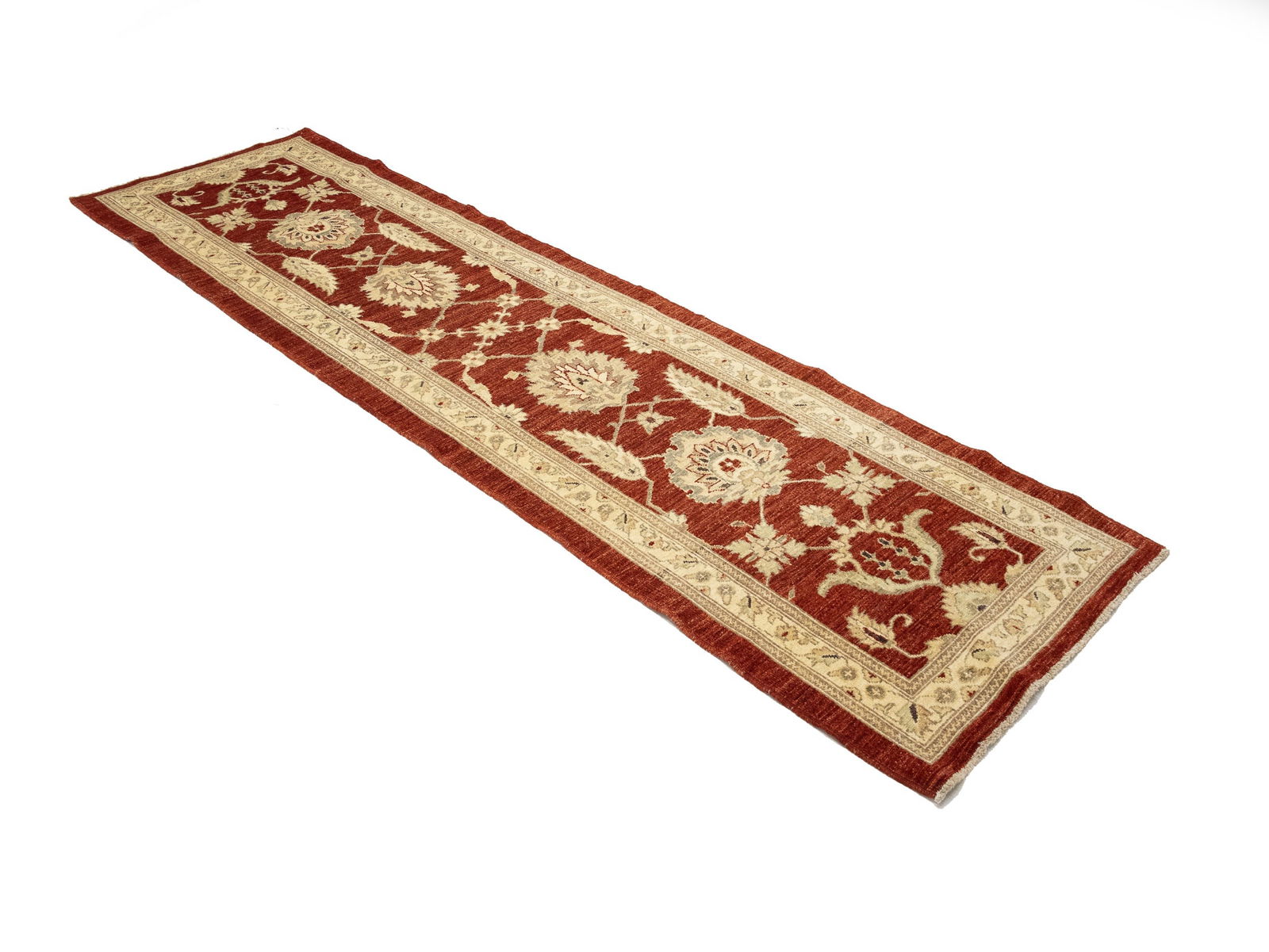 Scarlet Red Floral 3X9 Peshawar Pakistan Oriental Runner Rug - 3