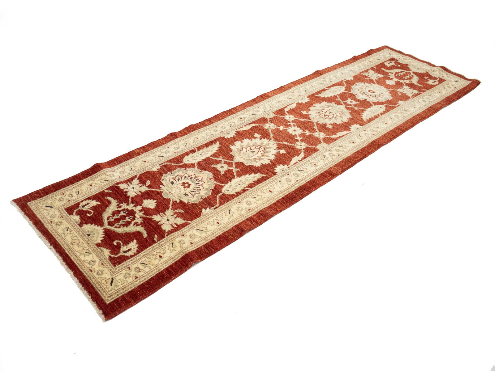Scarlet Red Floral 3X9 Peshawar Pakistan Oriental Runner Rug - 4