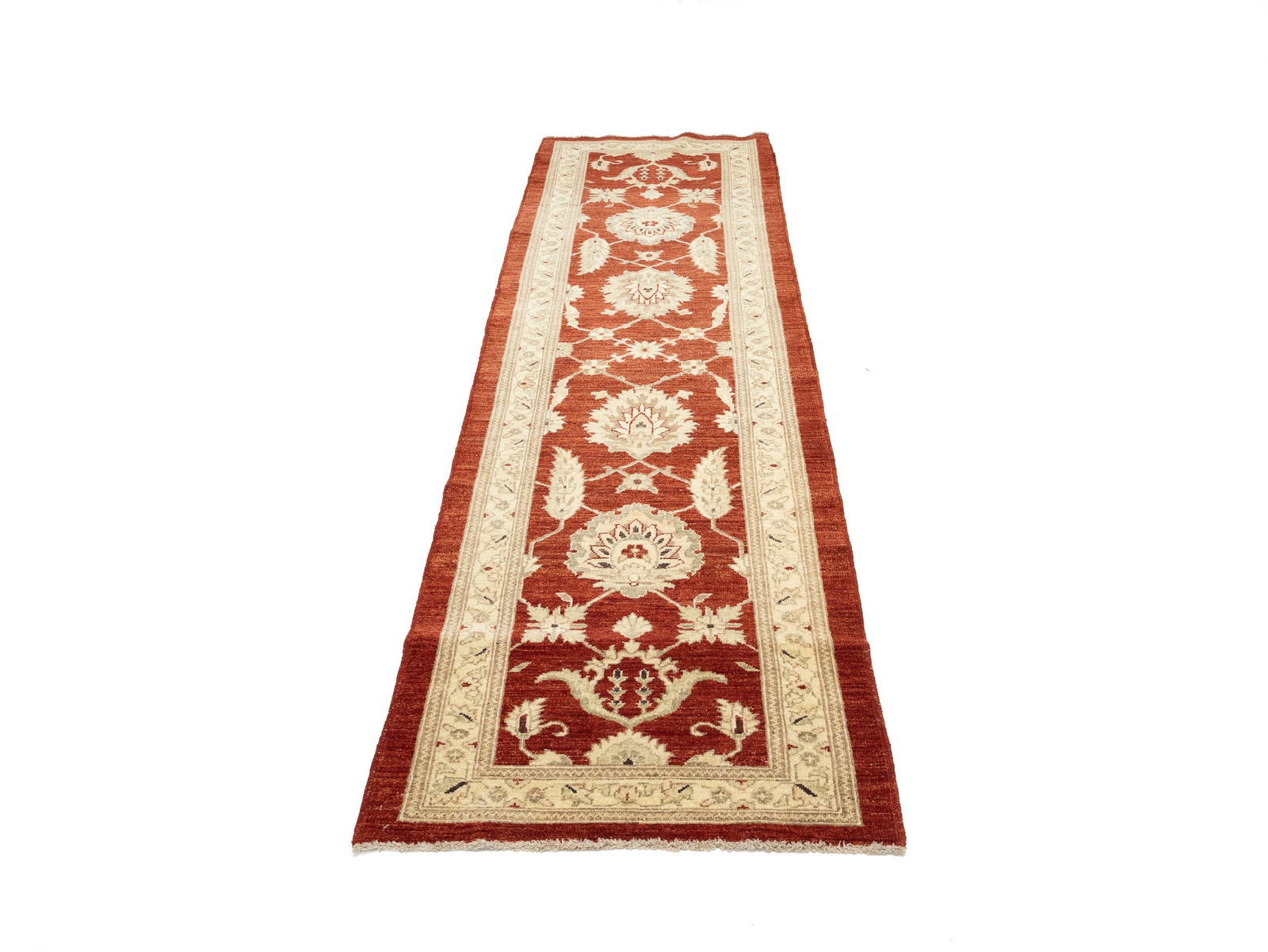 Scarlet Red Floral 3X9 Peshawar Pakistan Oriental Runner Rug - 5