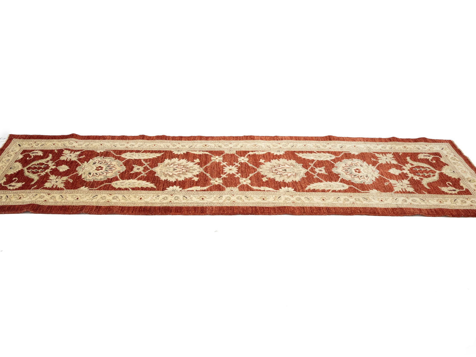 Scarlet Red Floral 3X9 Peshawar Pakistan Oriental Runner Rug - 6
