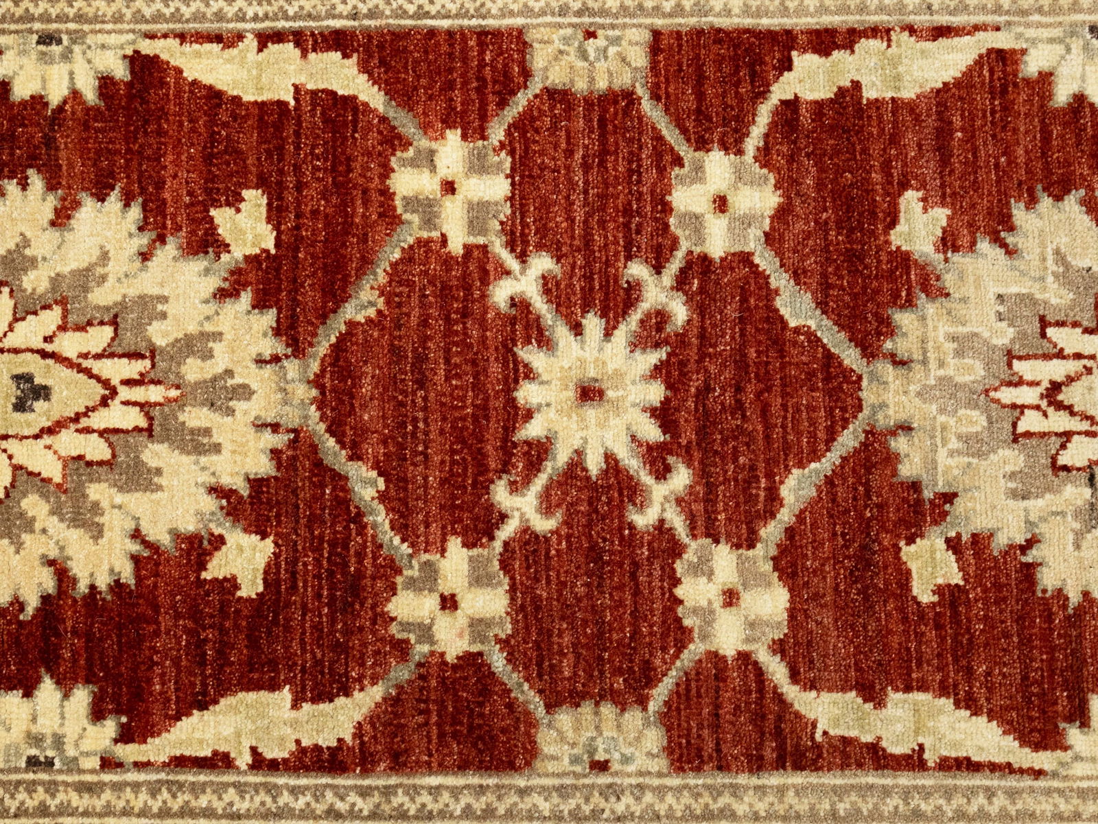 Scarlet Red Floral 3X9 Peshawar Pakistan Oriental Runner Rug - 7