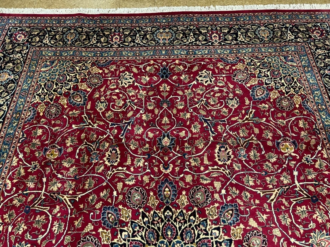 Hand Knotted Persian Kashmar Rug Magenta Red Wool 9'10" x 12'9" Area Carpet - 10