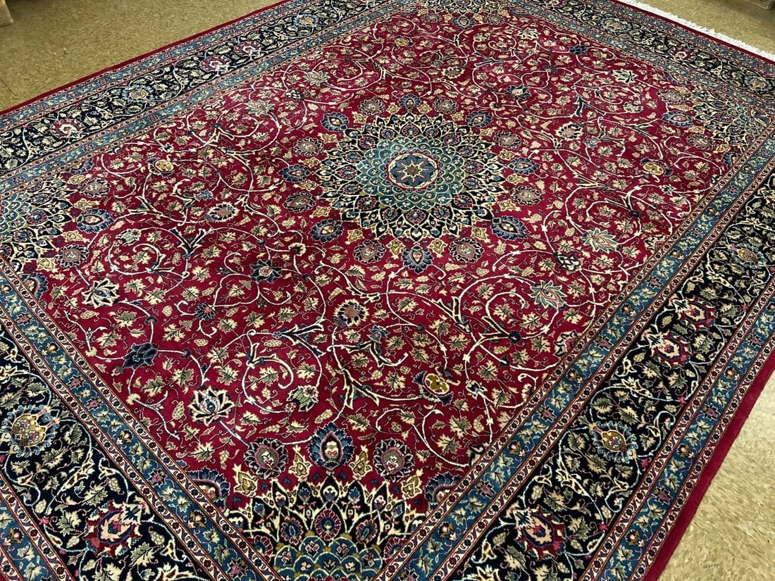 Hand Knotted Persian Kashmar Rug Magenta Red Wool 9'10" x 12'9" Area Carpet - 14
