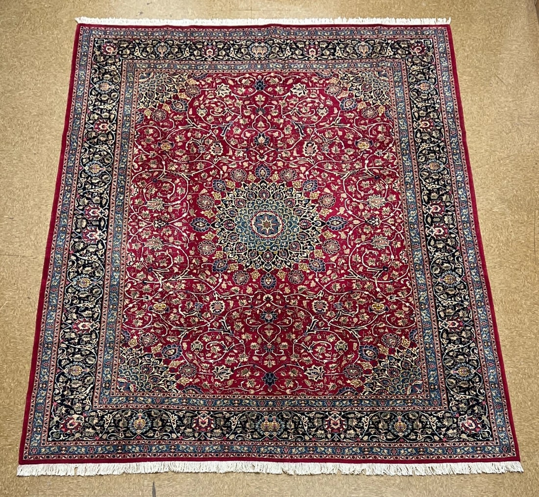Hand Knotted Persian Kashmar Rug Magenta Red Wool 9'10" x 12'9" Area Carpet - 20
