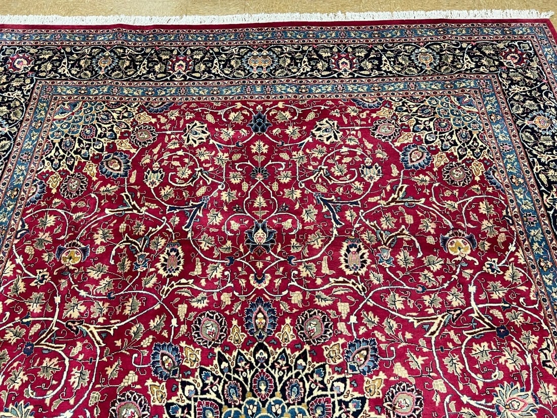Hand Knotted Persian Kashmar Rug Magenta Red Wool 9'10" x 12'9" Area Carpet - 5