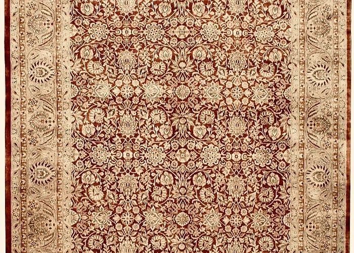 Hand Knotted Indo-Tabriz Red Wool Oriental Area Rug Carpet 8'10" x 11'10" - 3