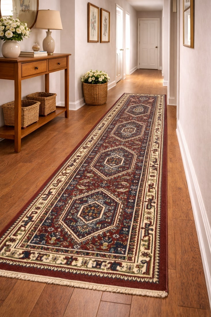 Red Floral Tribal 3X10 Indo-Bidjar Oriental Runner Rug - 2