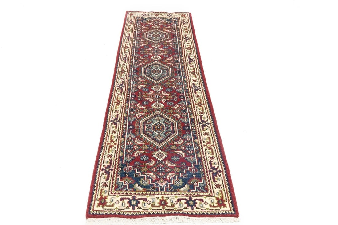 Red Floral Tribal 3X10 Indo-Bidjar Oriental Runner Rug - 3