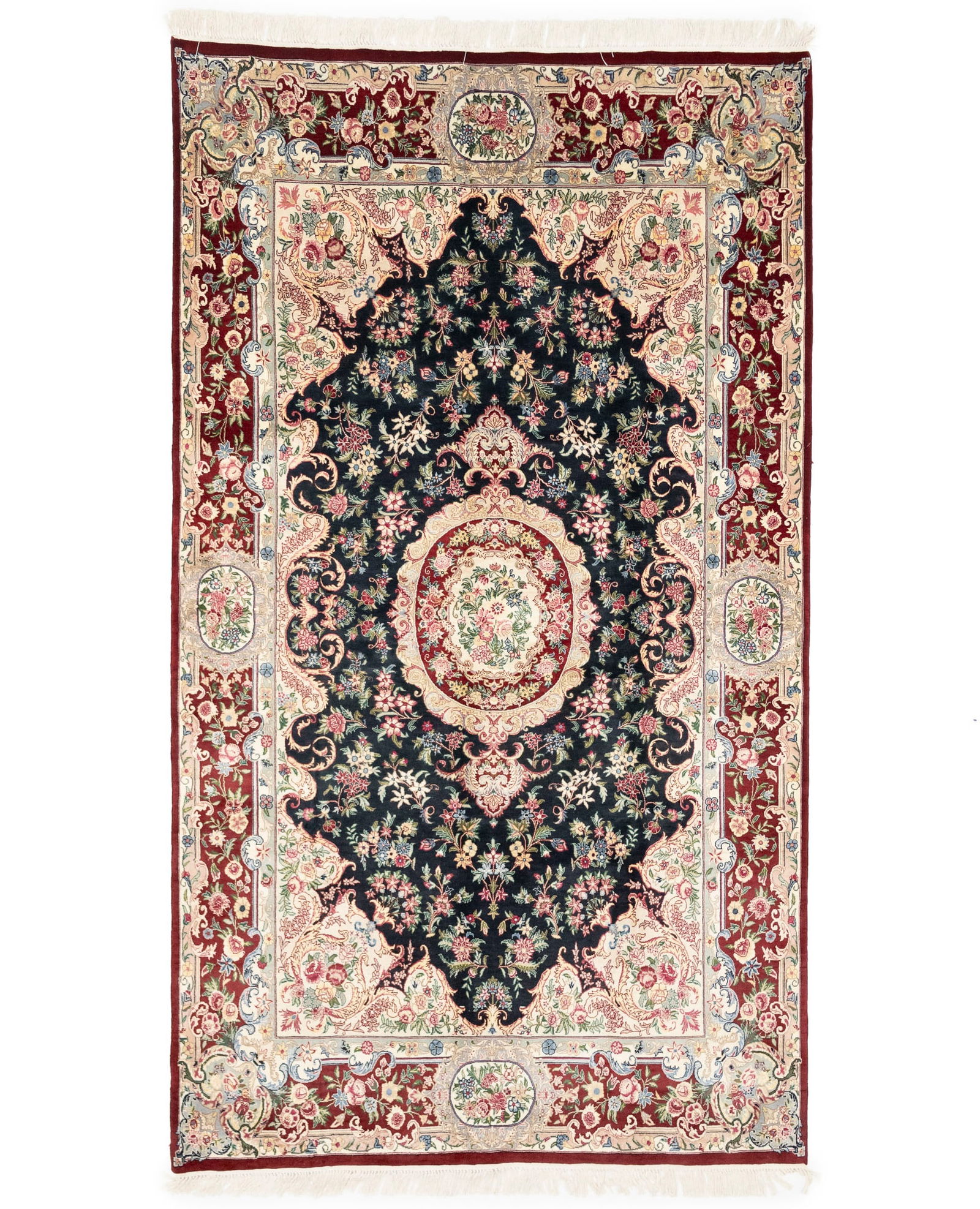 Charcoal Floral Classic 6X10 Royal Tabriz Oriental Rug: Title: Charcoal Floral Classic 6X10 Royal Tabriz Oriental Rug Description:Handmade 6X10 Charcoal oriental rug made with vegetable dyes (fine wool pile and cotton foundation), exceptional knot count, a