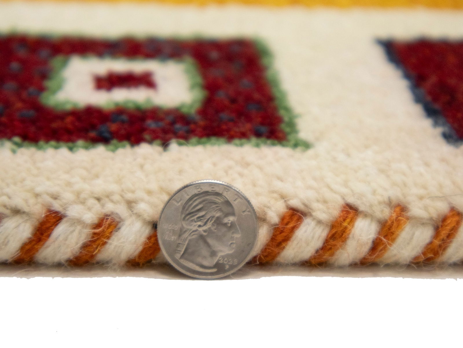 Golden Yellow Bordered 4X6 Indo-Gabbeh Oriental Rug - 11