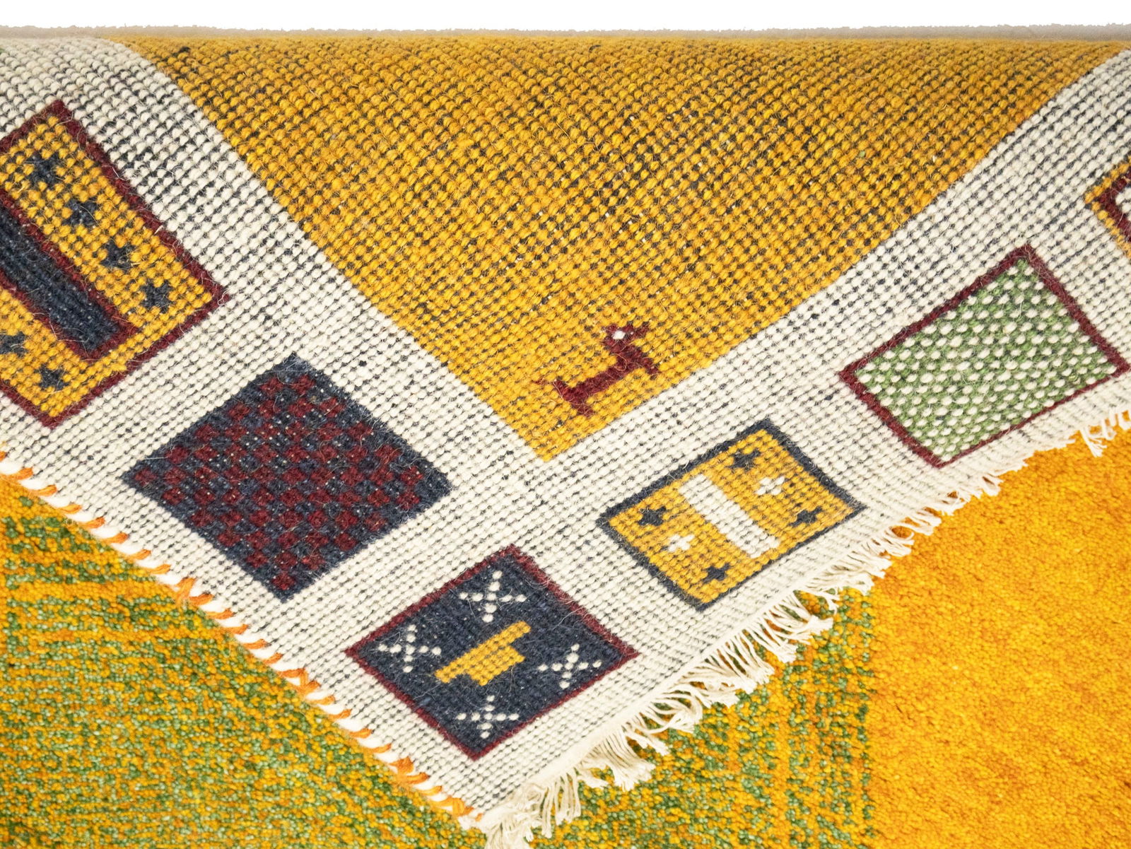Golden Yellow Bordered 4X6 Indo-Gabbeh Oriental Rug - 12