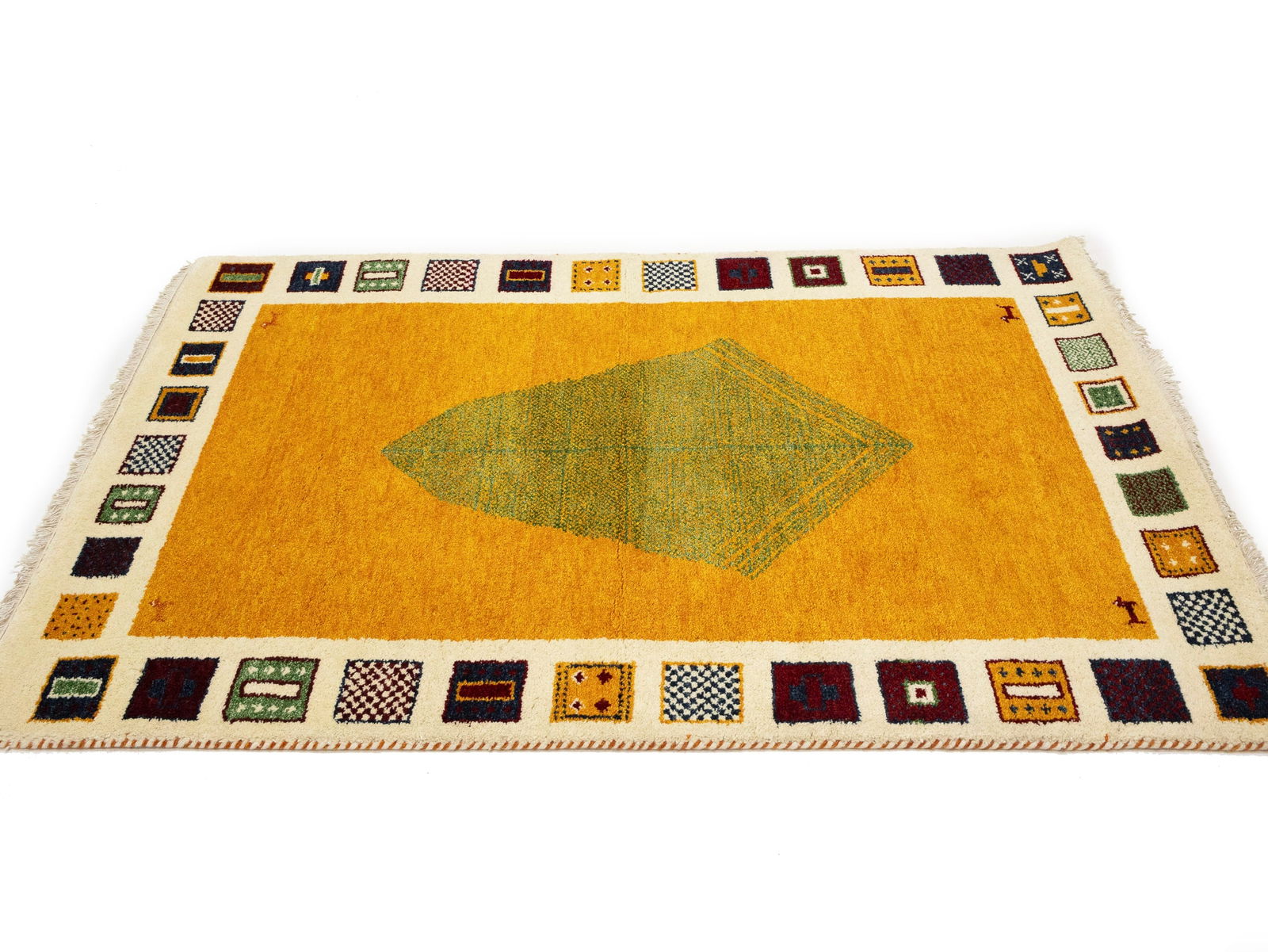 Golden Yellow Bordered 4X6 Indo-Gabbeh Oriental Rug - 5