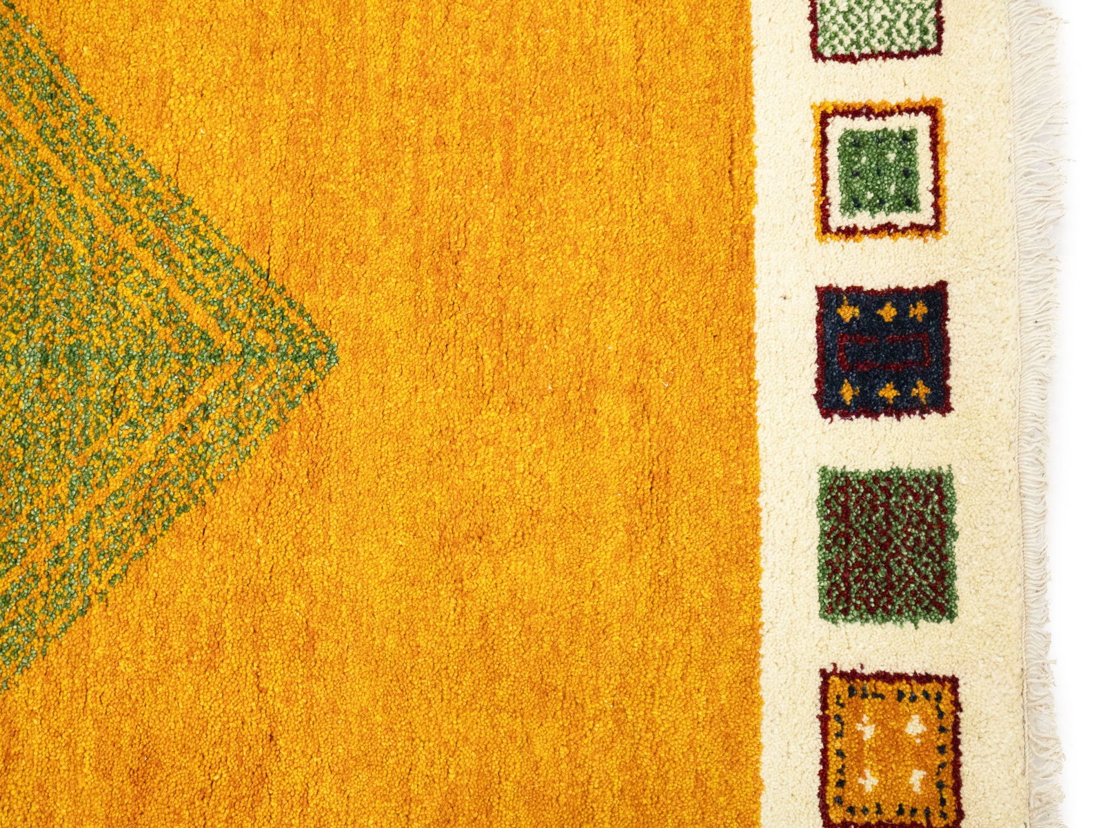 Golden Yellow Bordered 4X6 Indo-Gabbeh Oriental Rug - 8