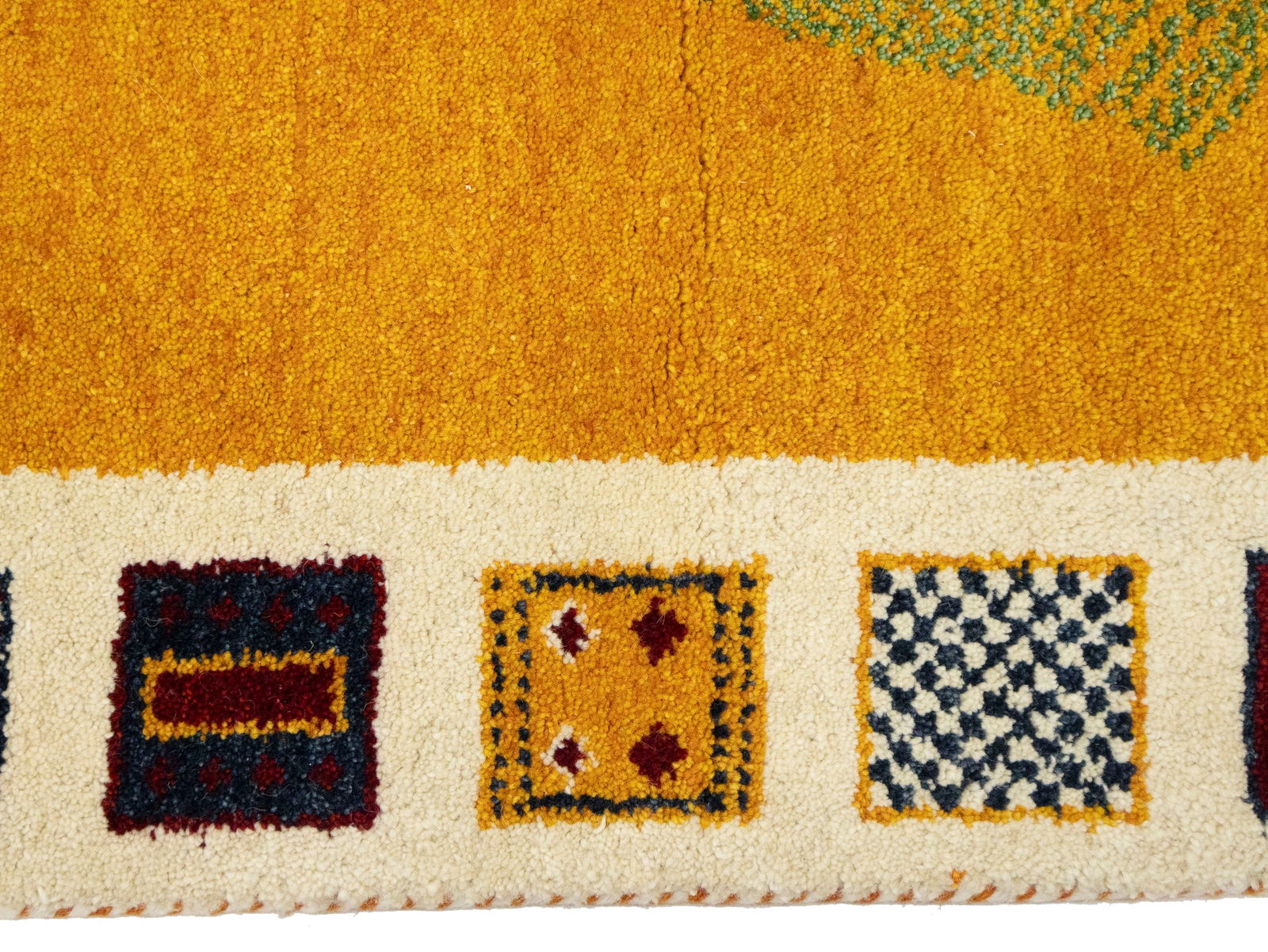 Golden Yellow Bordered 4X6 Indo-Gabbeh Oriental Rug - 9