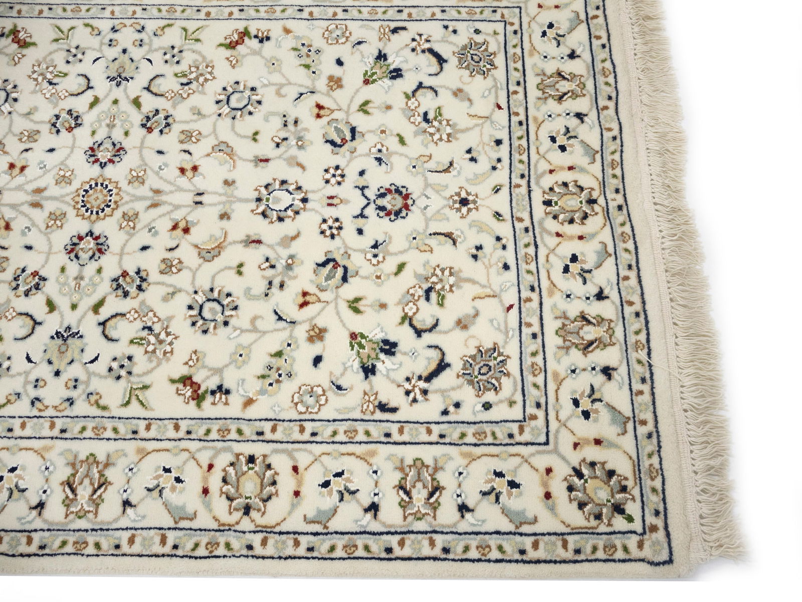 Cream Floral 2'9X20'6 Indo-Nain Oriental Runner Rug - 10