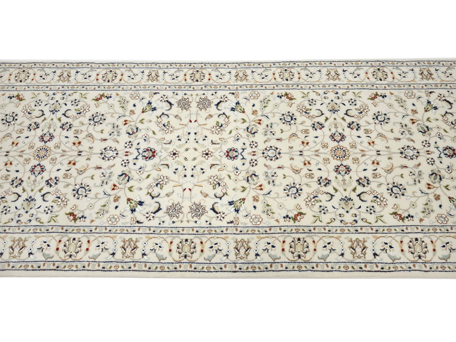 Cream Floral 2'9X20'6 Indo-Nain Oriental Runner Rug - 7