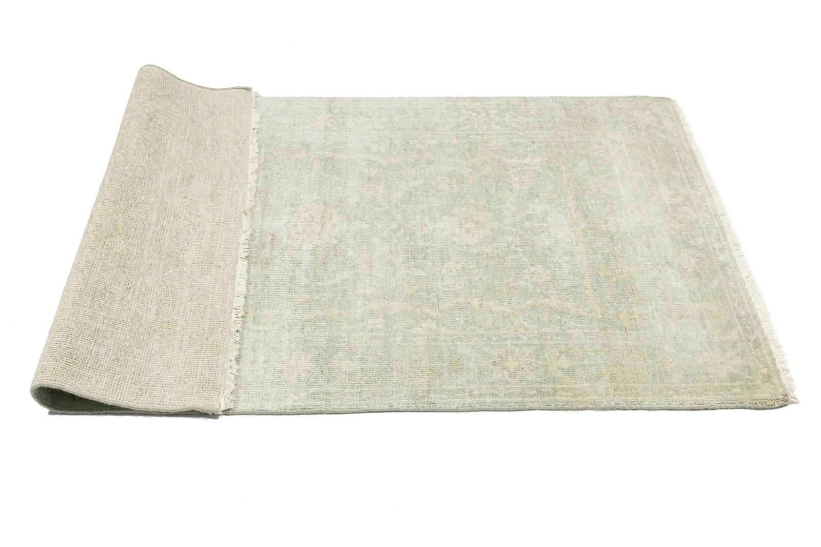 Muted Green Floral 4X6 Transitional Oriental Rug - 15