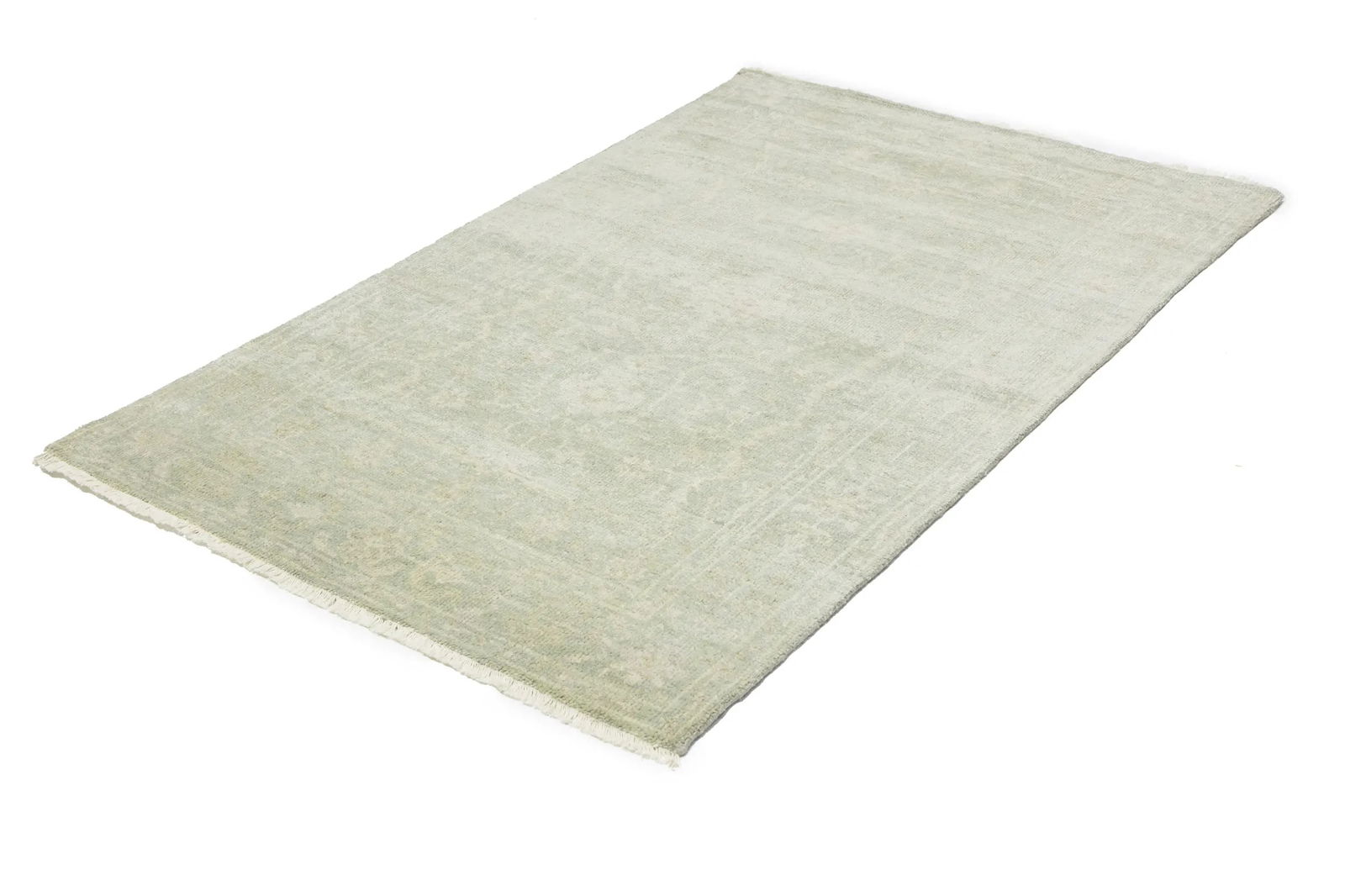 Muted Green Floral 4X6 Transitional Oriental Rug - 5